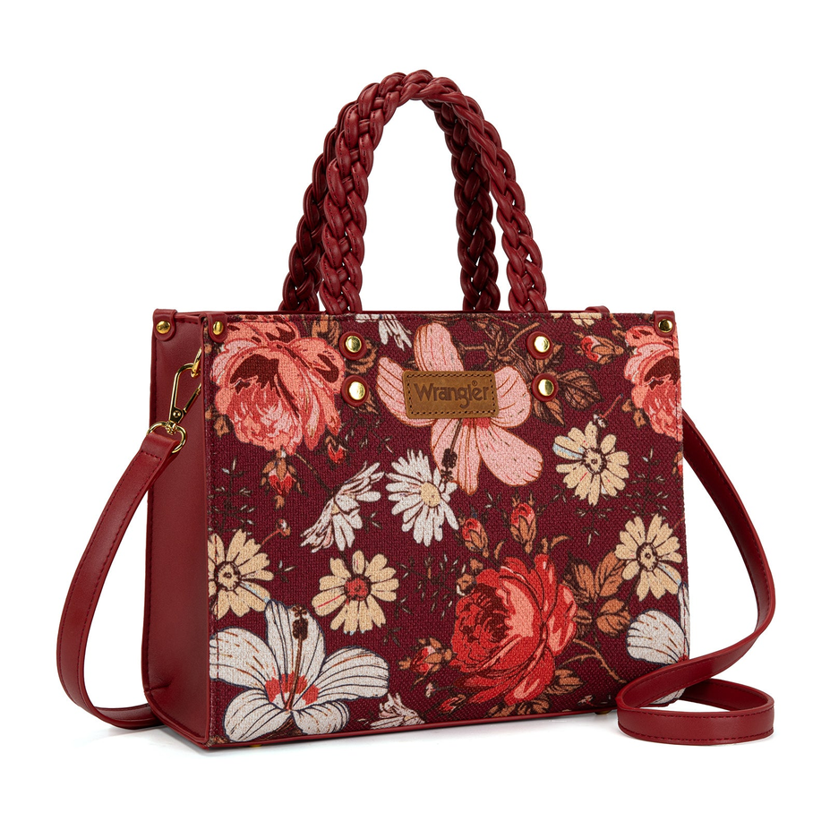 Floral Print Braided Tote Bag - WG-HB-438-8120-BDY