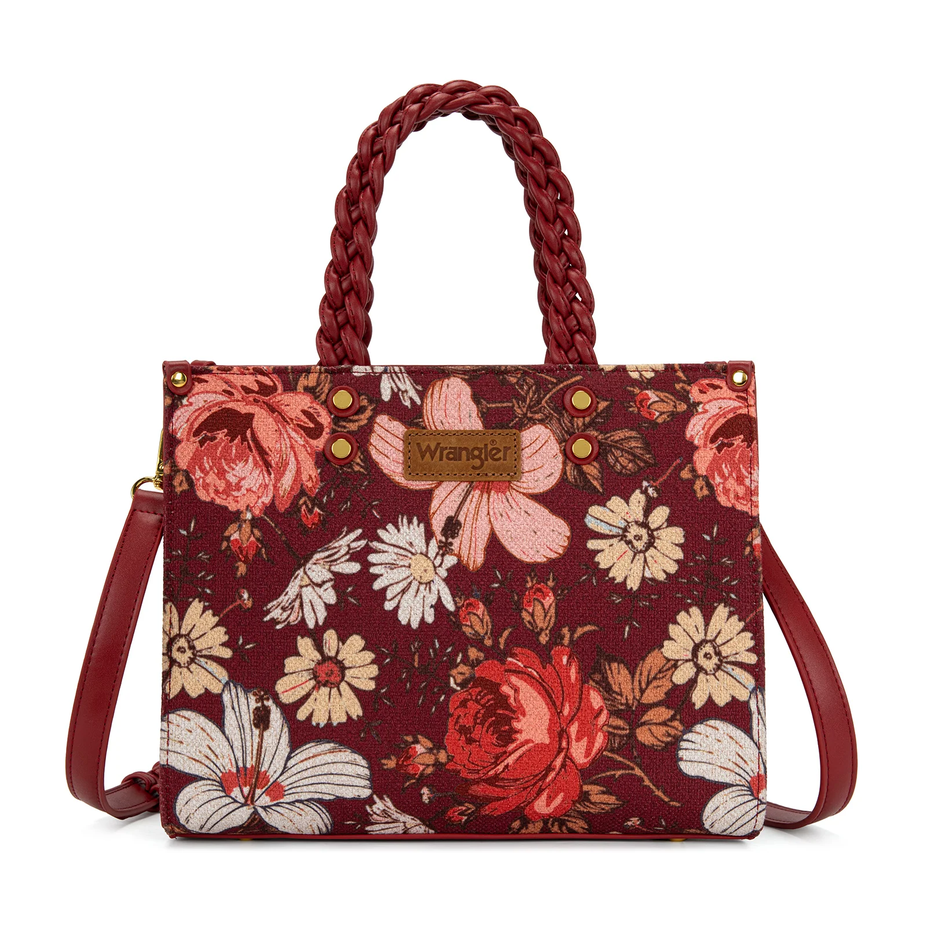 Floral Print Braided Tote Bag - WG-HB-438-8120-BDY