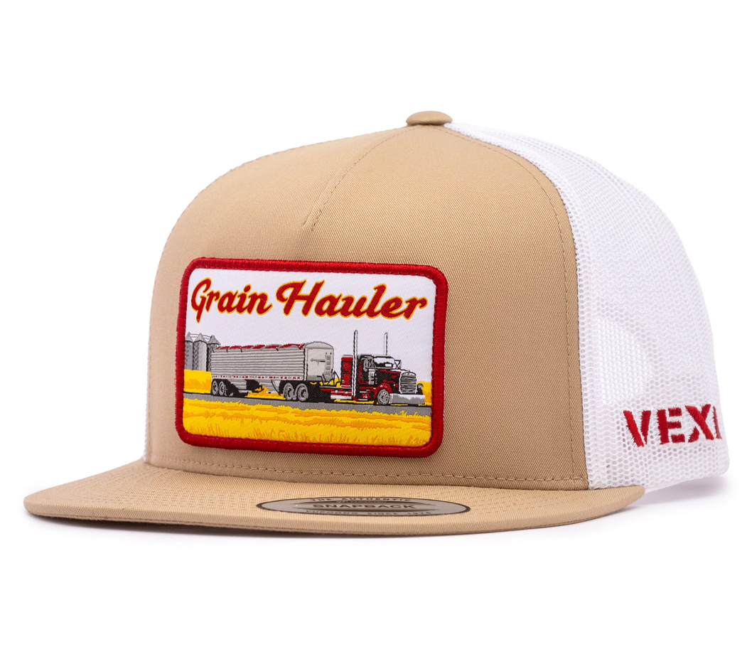 Grain Hauler Khaki/White Mesh Retro Snapback Hat