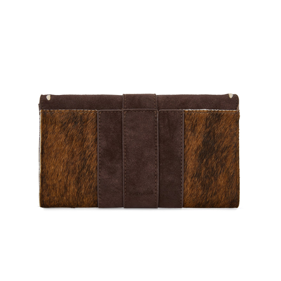 Cowhide Buckle Crossbody Wallet Bag in Coffee
