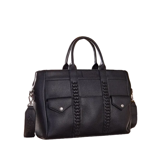 Whipstitch Work Tote Crossbody Bag - Black