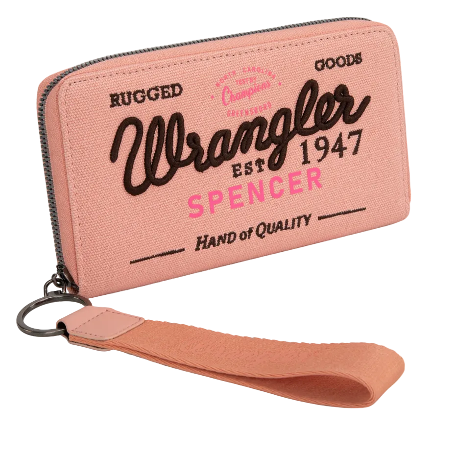 Letters Embroidered Canvas Wristlet - Hot Pink