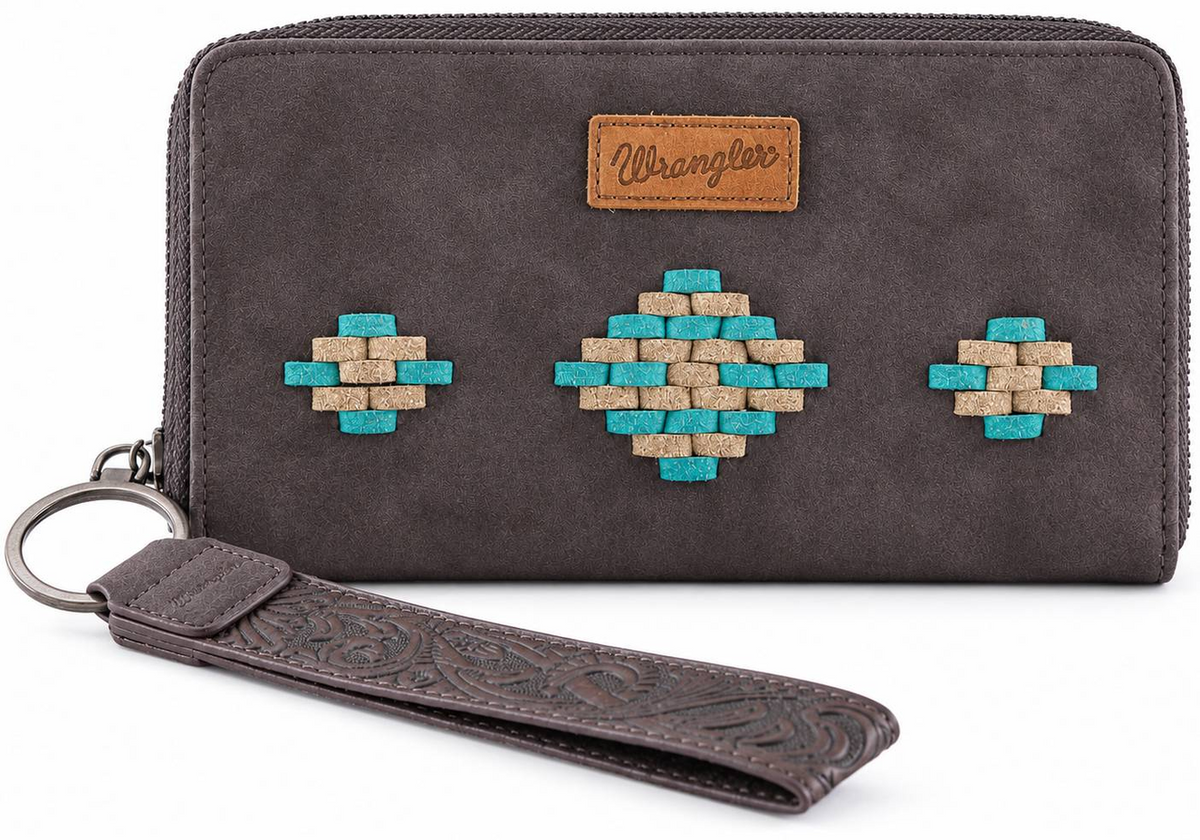Whipstitch Aztec Wallet Wristlet in Coffee