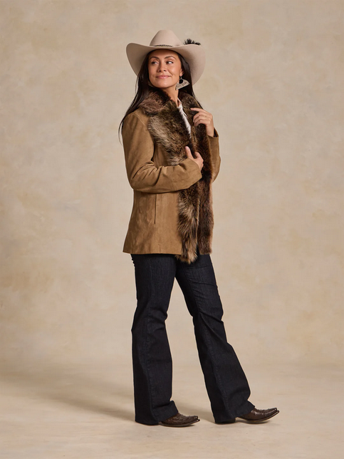 Suede Coat with Toscana Shearling Collar