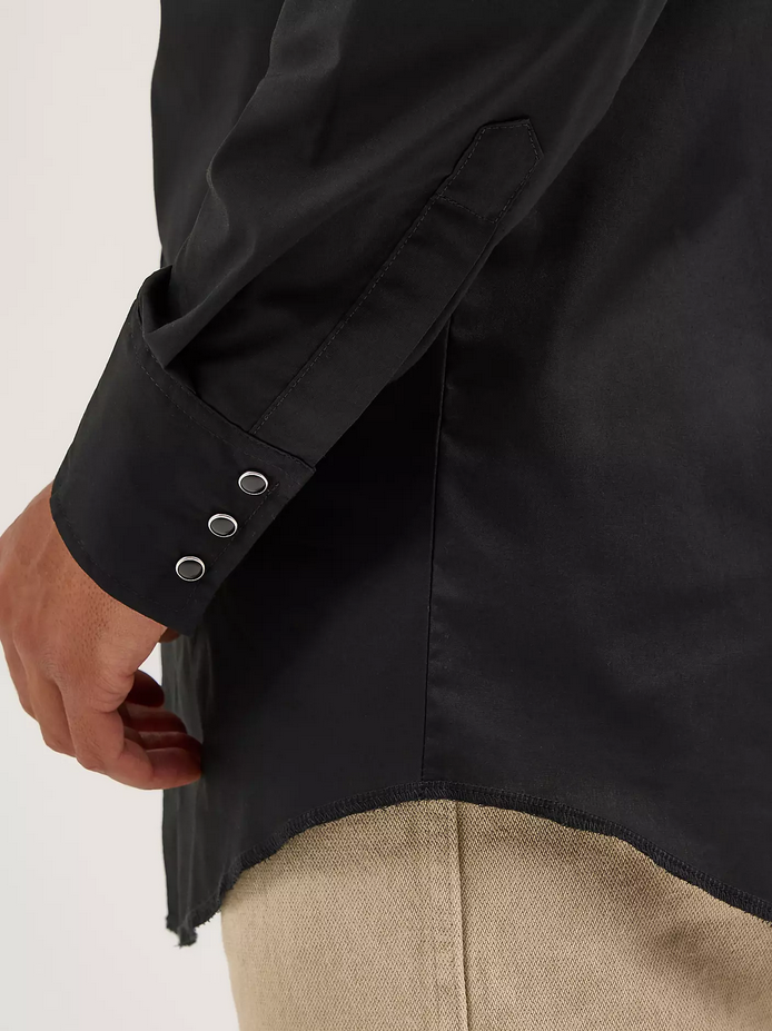 Long Sleeve Solid Broadcloth Snap Shirt