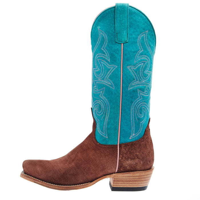 Kango Tobac Turquoise Sensation Reverse Smooth Ostrich Boot  - M9515