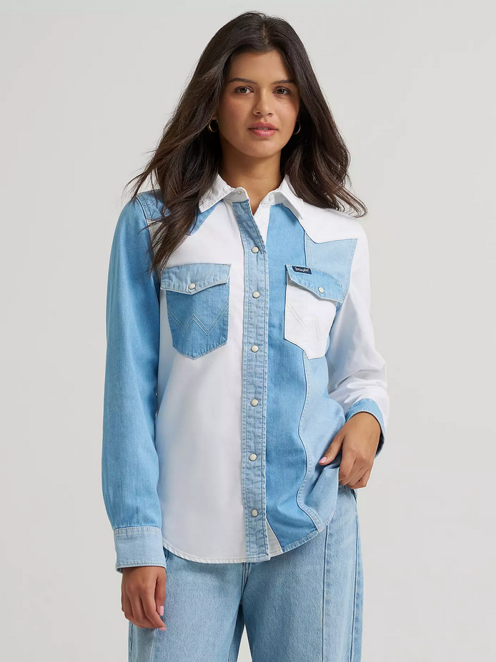 Wrangler Retro Americana Boyfriend Denim Snap Shirt