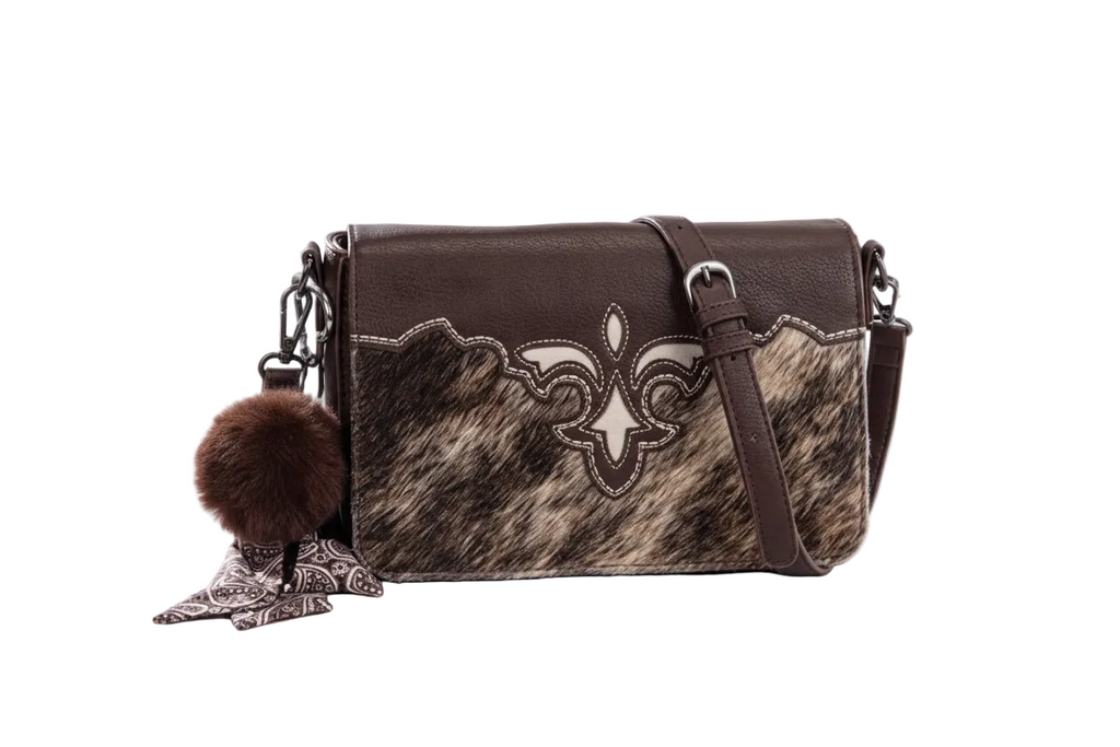 Trinity Ranch Genuine Cowhide Crossbody – Coffee