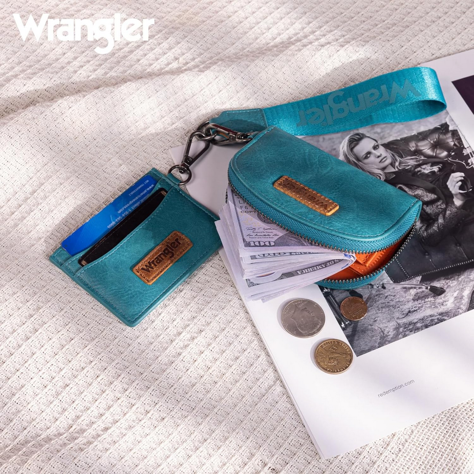 Wrangler Dual Pouch Wristlet Credit Card Holder Wallet - Turquoise