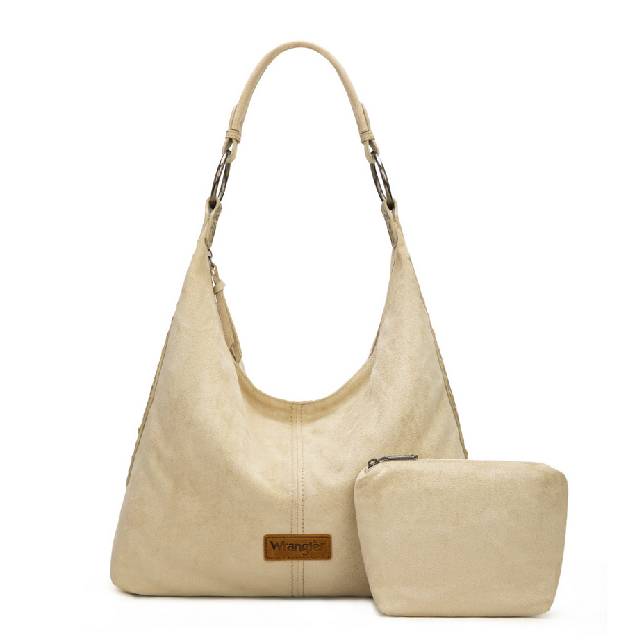 Wrangler Floral Tooled Hobo Bag with Pouch – Beige