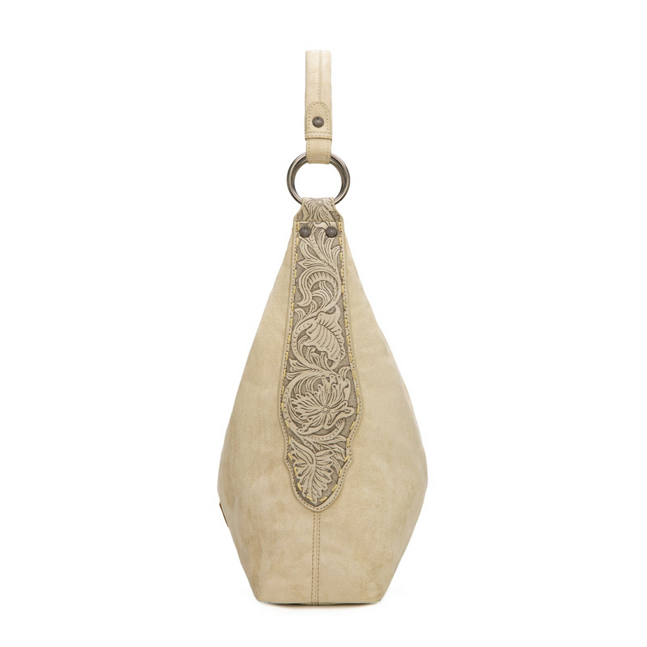 Wrangler Floral Tooled Hobo Bag with Pouch – Beige