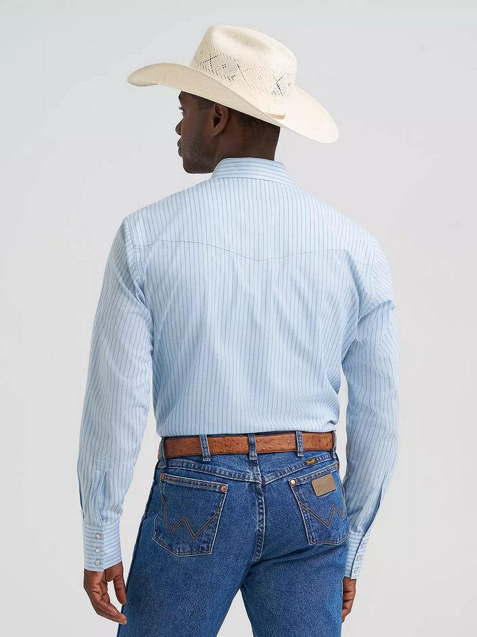 Men's Wrinkle Resist Long Sleeve Western Snap Stripe Shirt
