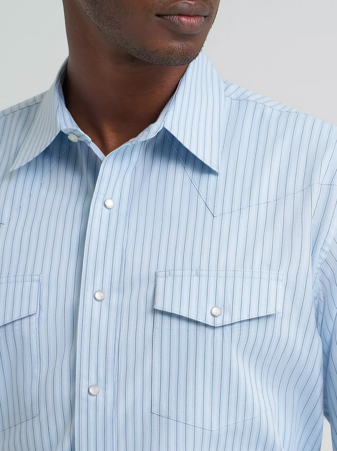 Men's Wrinkle Resist Long Sleeve Western Snap Stripe Shirt