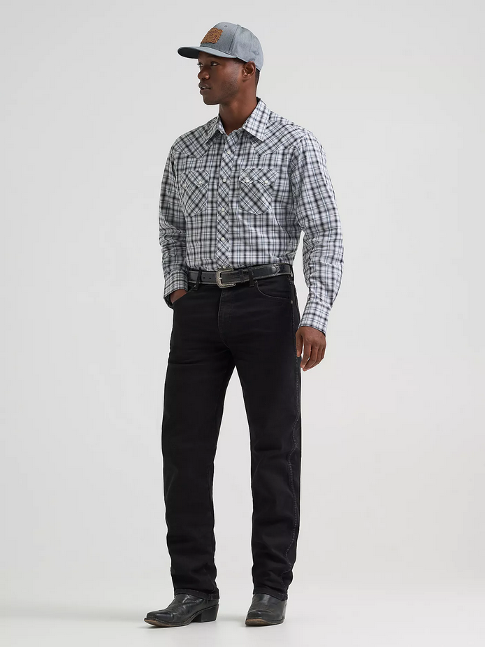 Men's Wrangler Retro® Sawtooth Snap Pocket Western Shirt - Pine Black