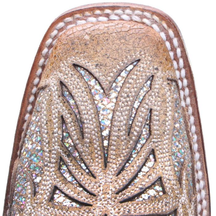 T0117 Kid’s Straw Inlay Glitter Western Boot