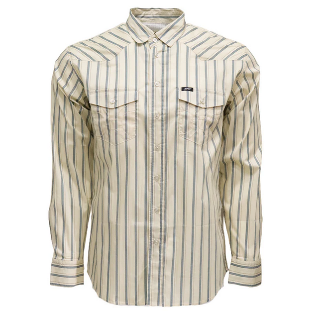 Maverick Long Sleeve Button Up Shirt White w/Pin Stripes
