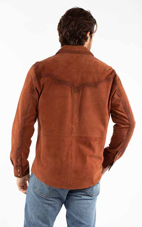 Men's Western Suede Pearl Snap Shirt