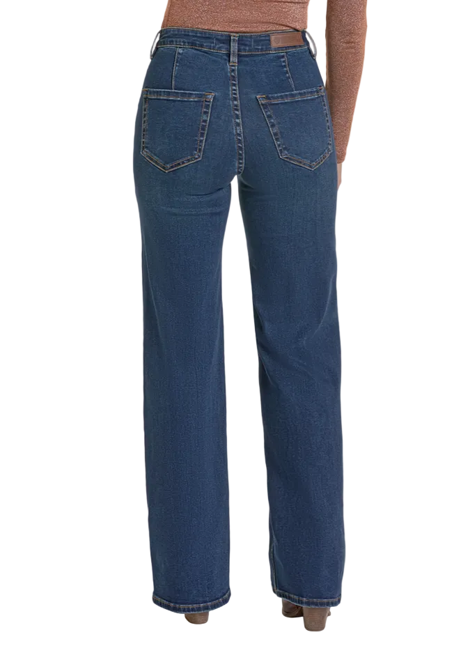High Rise Front Pocket Wide Leg Jeans