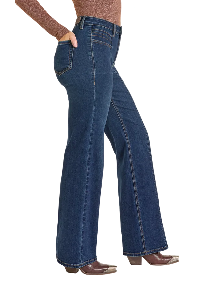 High Rise Front Pocket Wide Leg Jeans