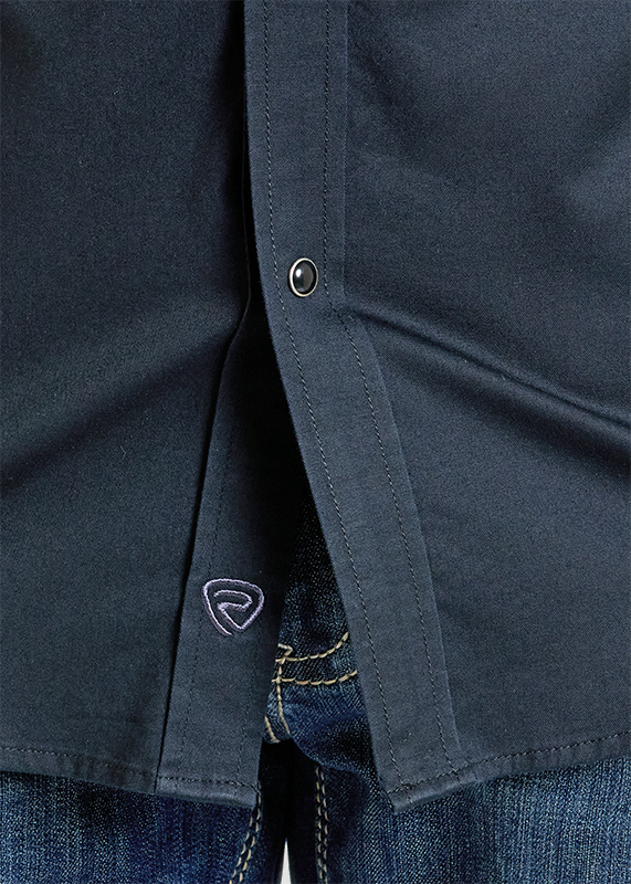 Men's Black Solid Twill Long Sleeve Snap Shirt