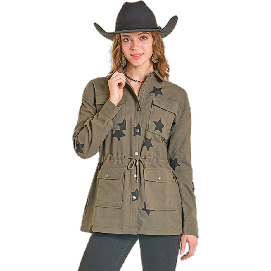 Star Print Cargo Jacket