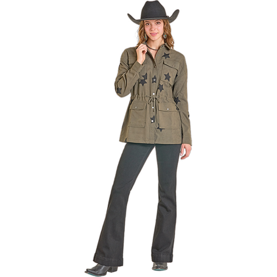 Star Print Cargo Jacket