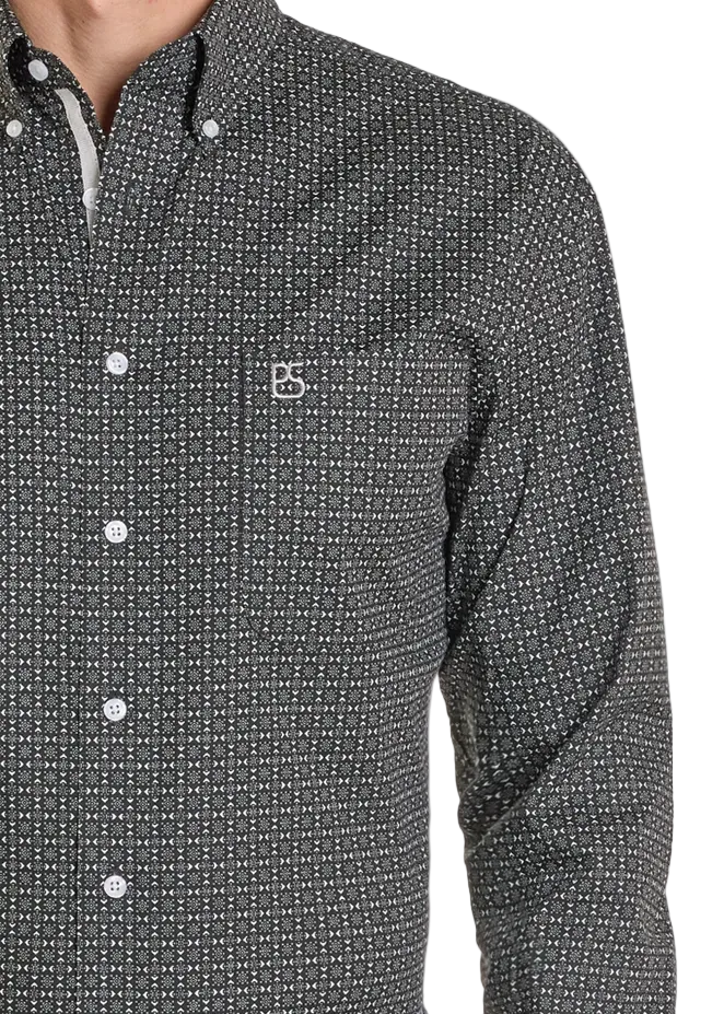 Rough Stock Black Geo Long Sleeve Button Shirt