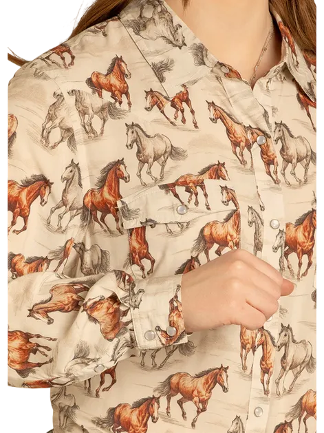 Wild Horses Long Sleeve Snap Shirt