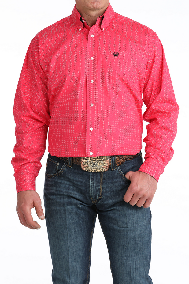 Cinch Men’s Classic Fit Geometric Print Button-Down Western Shirt