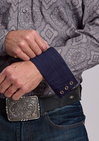 Grey Medallion Paisley Snap Shirt