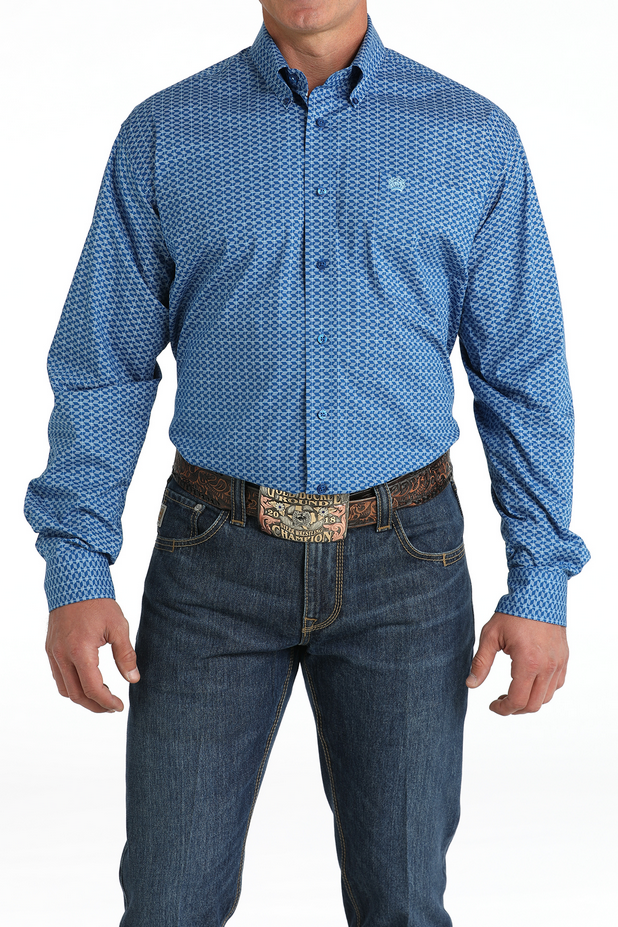 Men's Geometric Button-Down Western Shirt