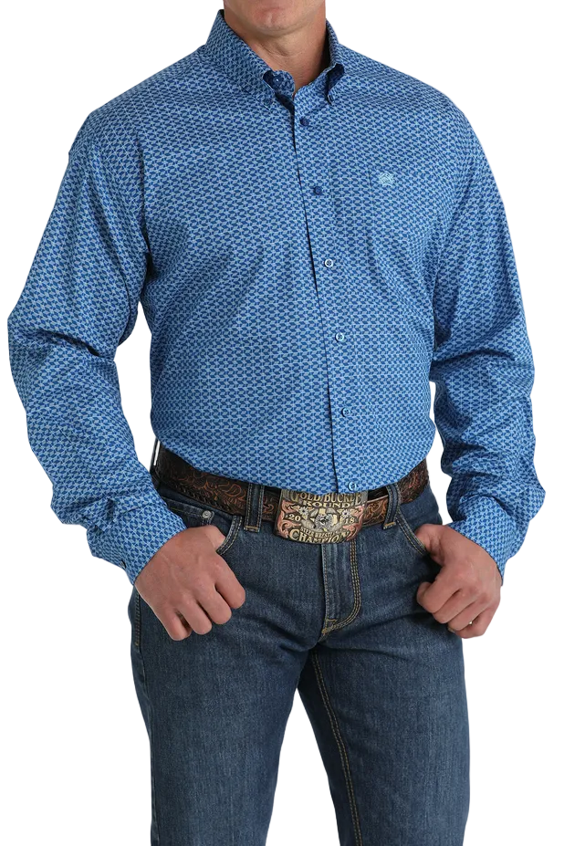 Men's Geometric Button-Down Western Shirt