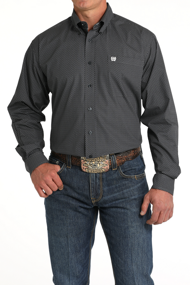 Men's Geometric Button-Down Western Shirt