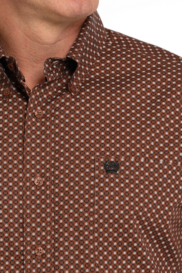 Men's Geometric Button-Down Western Shirt