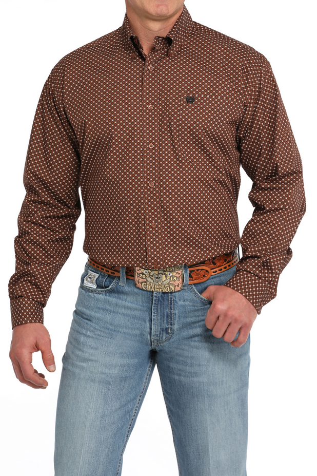 Men's Geometric Button-Down Western Shirt