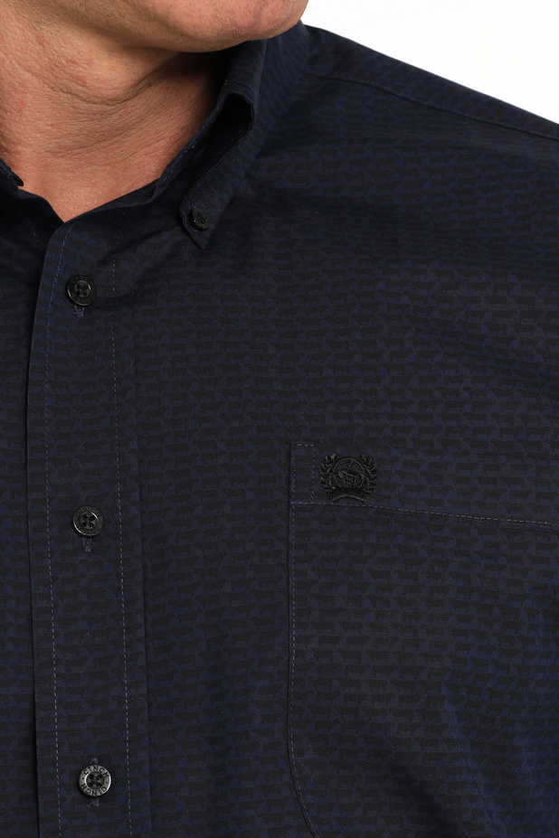 Men's Geometric Button-Down Western Shirt