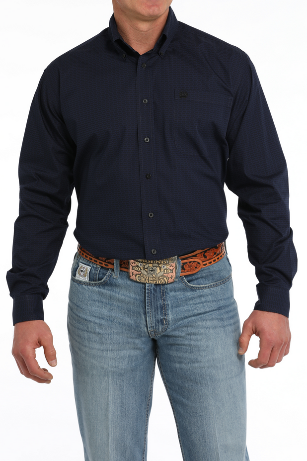 Men's Geometric Button-Down Western Shirt
