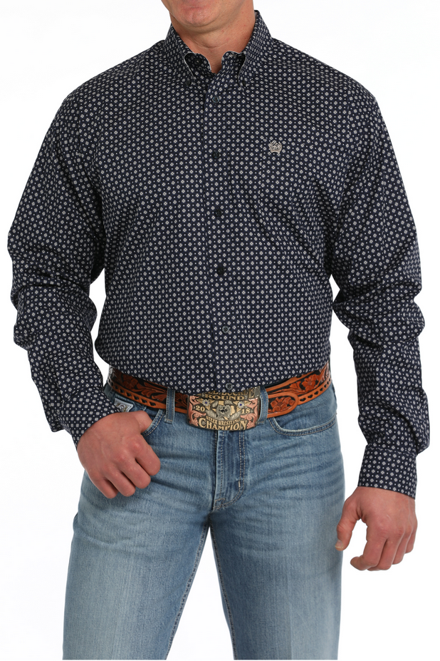 Men's Geometric Button-Down Western Shirt