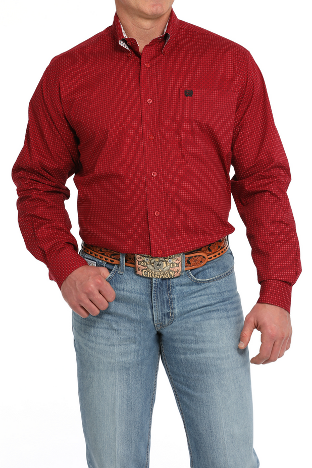 Men's Geometric Button-Down Western Shirt