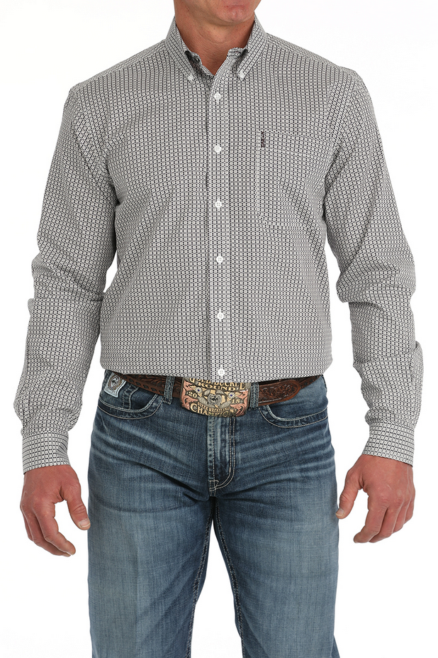 Men’s Long Sleeve Modern Print Western Shirt