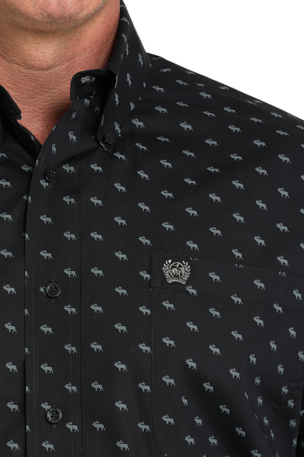 Men’s Geometric Print Long Sleeve Button