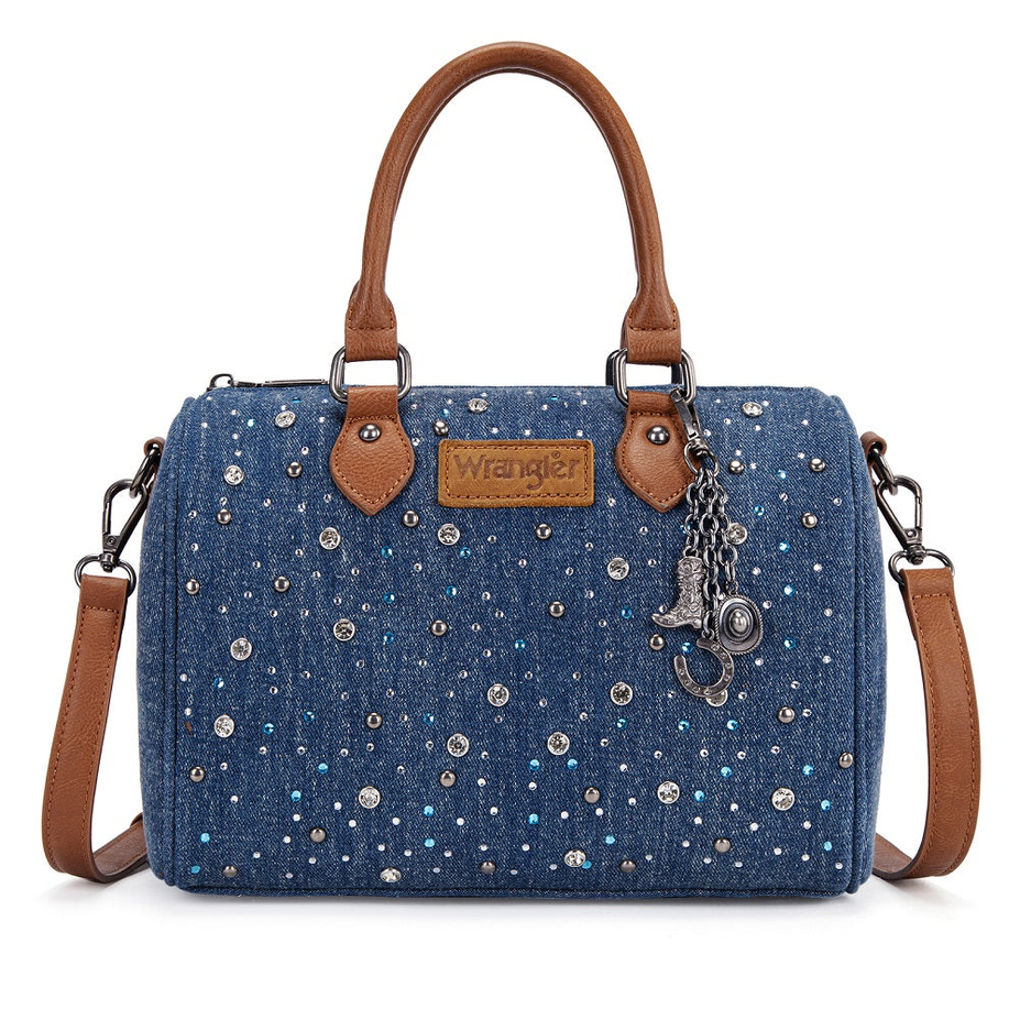 Wrangler Western Rhinestone Denim Boston Bag/Crossbody