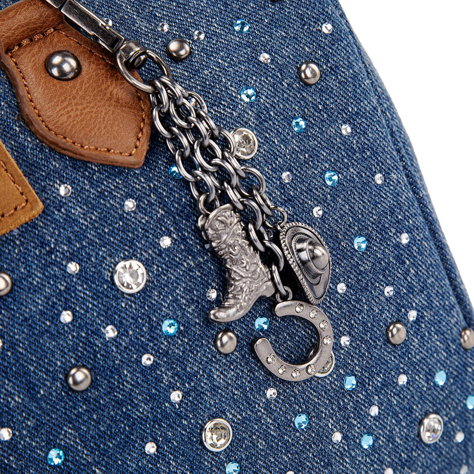Wrangler Western Rhinestone Denim Boston Bag/Crossbody