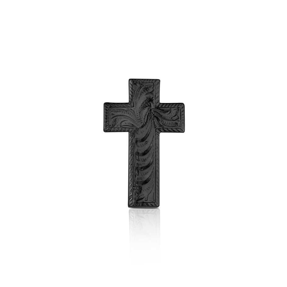 Dark Engraved Cross Pin