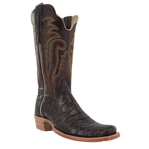 Men's Chocolate Cross Cut Alligator Boot