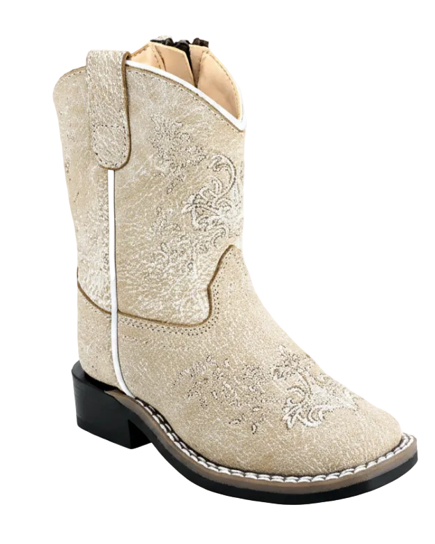 BSI2002 Toddler Tan White Embroidered Boot